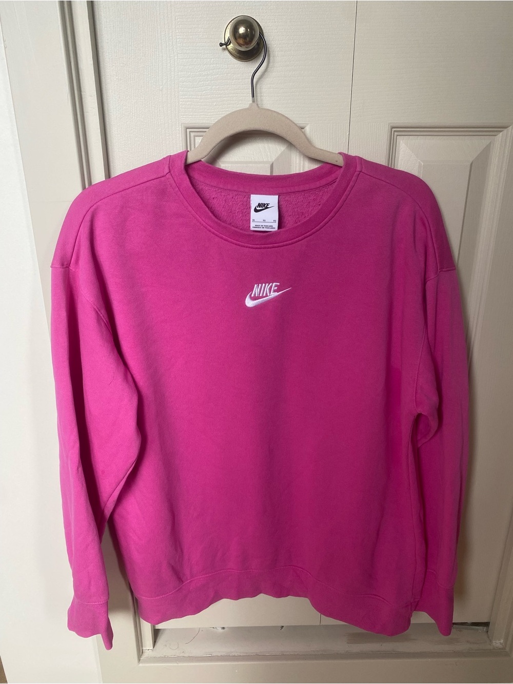 Nike Kids Hot Pink Crewneck Sweatshirt with White Swoosh